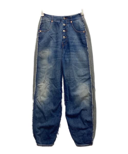 MM6 Maison Margiela（エムエムシックスメゾンマルジェラ）MM6 Maison Margiela (エムエムシックスメゾンマルジェラ) Sweat docking denim pants(スウェットドッキングデニムパンツ) インディゴ サイズ:36の古着・服飾アイテム