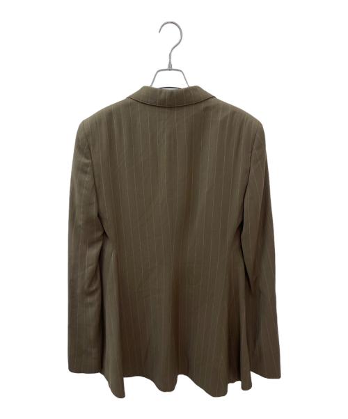 Acne studios（アクネ ストゥディオス）Acne studios (アクネ ストゥディオス) ストライプ柄ウール混 1ボタンテーラードジャケット カーキ サイズ:36の古着・服飾アイテム