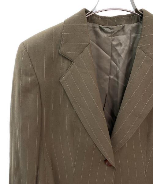 Acne studios（アクネ ストゥディオス）Acne studios (アクネ ストゥディオス) ストライプ柄ウール混 1ボタンテーラードジャケット カーキ サイズ:36の古着・服飾アイテム