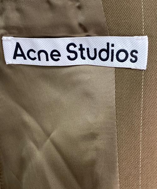 Acne studios（アクネ ストゥディオス）Acne studios (アクネ ストゥディオス) ストライプ柄ウール混 1ボタンテーラードジャケット カーキ サイズ:36の古着・服飾アイテム