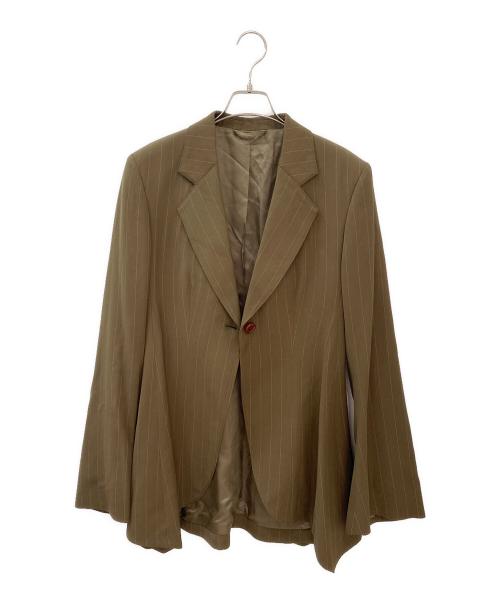 Acne studios（アクネ ストゥディオス）Acne studios (アクネ ストゥディオス) ストライプ柄ウール混 1ボタンテーラードジャケット カーキ サイズ:36の古着・服飾アイテム