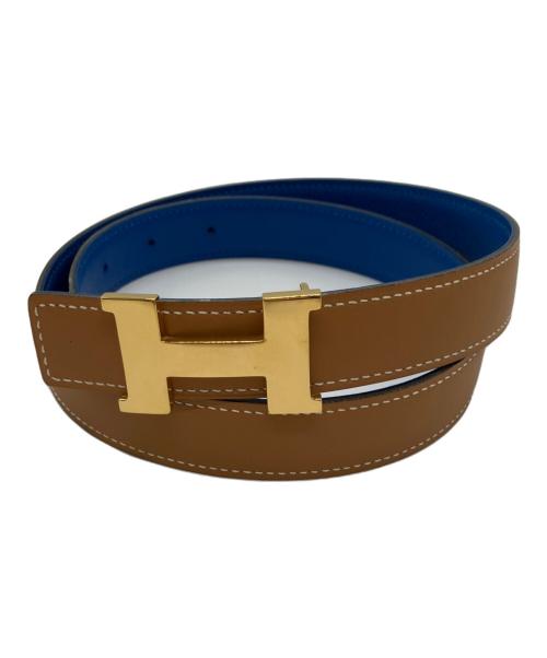 HERMES（エルメス）HERMES (エルメス) レザーベルト ブラウン×ブルー サイズ:70の古着・服飾アイテム