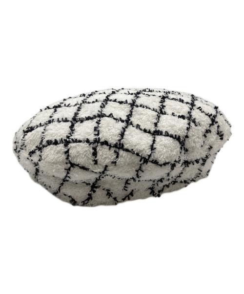 CHANEL（シャネル）CHANEL (シャネル) ベレー帽 ホワイト×ブラック サイズ:Mの古着・服飾アイテム