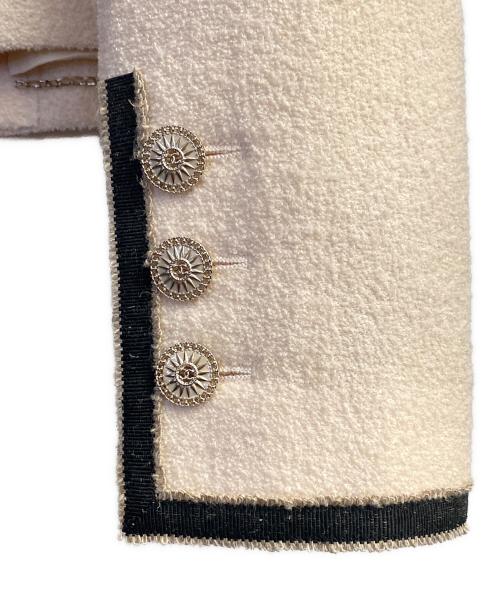 CHANEL（シャネル）CHANEL (シャネル) ツイードスタンドカラージャケット クリーム サイズ:38の古着・服飾アイテム