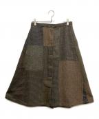 RRLダブルアールエル）の古着「パッチワーク ウールコットン スカート」｜グレー×ブラウン