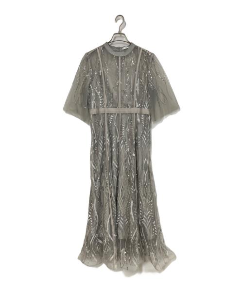 LeJa（レジャ）LeJa (レジャ) スパンコール刺繍レースプチハイネックフリルロングドレスワンピース グレー サイズ:Mの古着・服飾アイテム