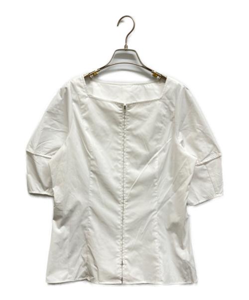 LOUNIE（ルーニー）LOUNIE (ルーニー) ランタンスリーブジップブラウス ホワイト サイズ:38の古着・服飾アイテム