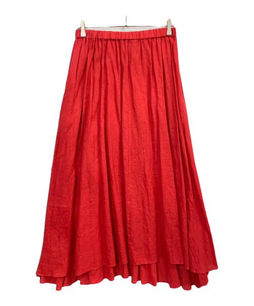 ATON（エイトン）ATON (エイトン) リネンギャザースカート レッド サイズ:2の古着・服飾アイテム