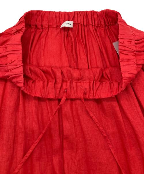 ATON（エイトン）ATON (エイトン) リネンギャザースカート レッド サイズ:2の古着・服飾アイテム