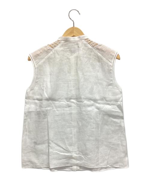 TOMORROW LAND collection（トゥモローランドコレクション）TOMORROW LAND collection (トゥモローランドコレクション) スワトーリネンノースリーブブラウス ホワイト サイズ:36の古着・服飾アイテム