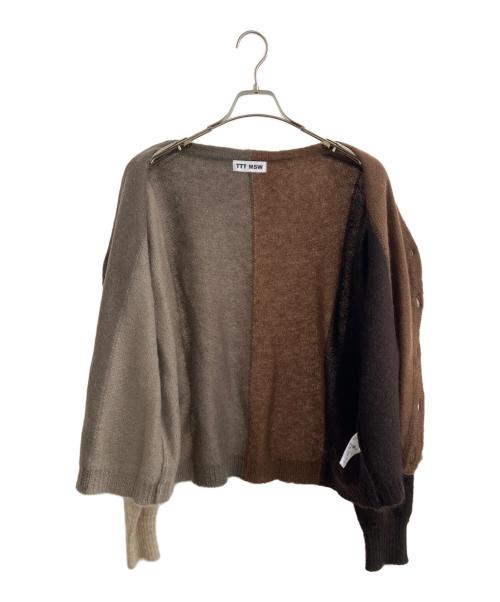 TTT MSW（ティー モダンストリートウェア）TTT MSW (ティー モダンストリートウェア) バイカラーモヘアニットカーディガン ブラウン サイズ:Mの古着・服飾アイテム