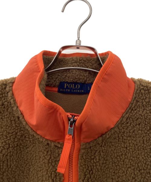 POLO RALPH LAUREN（ポロ・ラルフローレン）POLO RALPH LAUREN (ポロ・ラルフローレン) ボアベスト ブラウン×オレンジ サイズ:Ｌの古着・服飾アイテム
