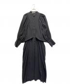 ETRE TOKYOエトレトウキョウ）の古着「ボリュームスリーブドビーワンピース」｜ブラック