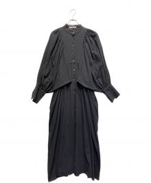 ETRE TOKYO（エトレトウキョウ）の古着「ボリュームスリーブドビーワンピース」｜ブラック