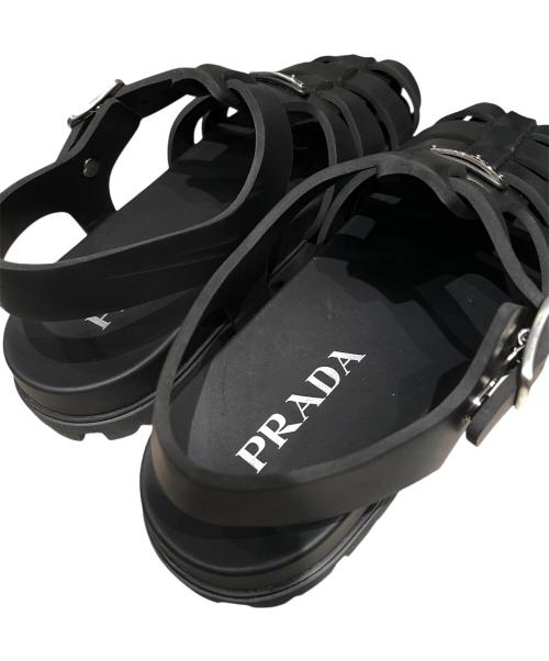 PRADA（プラダ）PRADA (プラダ) トライアングルロゴフィッシャーマンサンダル ブラック サイズ:38の古着・服飾アイテム