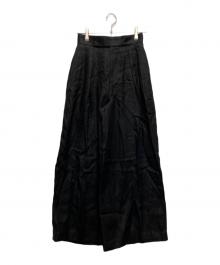 uncrave（アンクレイヴ）の古着「ヘリンボーン リネン ワイドパンツ」｜ブラック