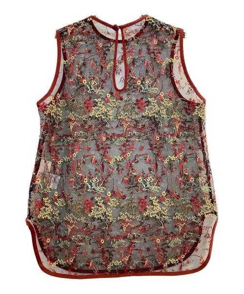 Mame Kurogouchi（マメクロゴウチ）mame kurogouchi (マメクロゴウチ) Floral Lace Sleeveless Top レッド サイズ:1の古着・服飾アイテム