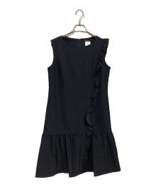 Rene basic（ルネベーシック）の古着「フリル ノースリーブワンピース」｜インディゴ