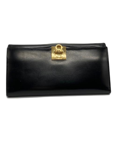 Salvatore Ferragamo（サルヴァトーレ フェラガモ）Salvatore Ferragamo (サルヴァトーレ フェラガモ) 二つ折りガンチーニ長財布 ブラックの古着・服飾アイテム