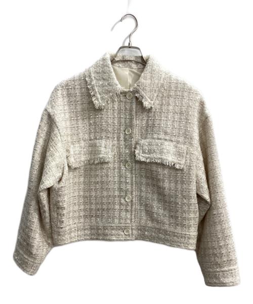 #Newans（ハッシュニュアンス）#Newans (ハッシュニュアンス) ツイードブルゾン ホワイトの古着・服飾アイテム