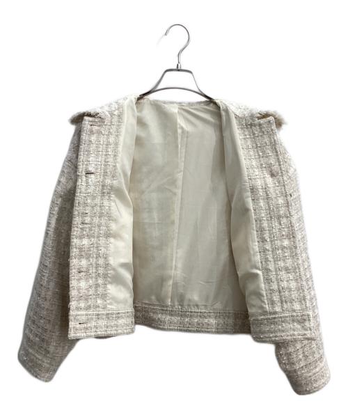 #Newans（ハッシュニュアンス）#Newans (ハッシュニュアンス) ツイードブルゾン ホワイトの古着・服飾アイテム