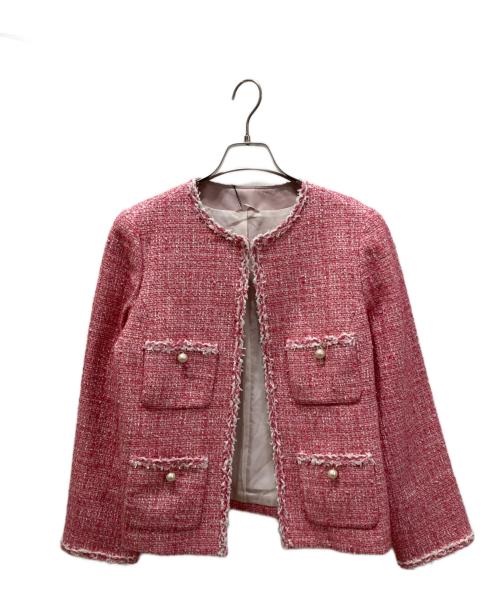 ANAYI（アナイ）ANAYI (アナイ) ミニドットツイードノーカラー ジャケット ピンク サイズ:38の古着・服飾アイテム