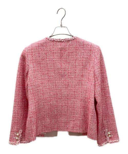 ANAYI（アナイ）ANAYI (アナイ) ミニドットツイードノーカラー ジャケット ピンク サイズ:38の古着・服飾アイテム