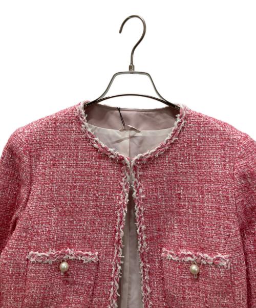 ANAYI（アナイ）ANAYI (アナイ) ミニドットツイードノーカラー ジャケット ピンク サイズ:38の古着・服飾アイテム