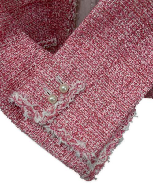 ANAYI（アナイ）ANAYI (アナイ) ミニドットツイードノーカラー ジャケット ピンク サイズ:38の古着・服飾アイテム