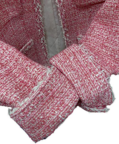 ANAYI（アナイ）ANAYI (アナイ) ミニドットツイードノーカラー ジャケット ピンク サイズ:38の古着・服飾アイテム