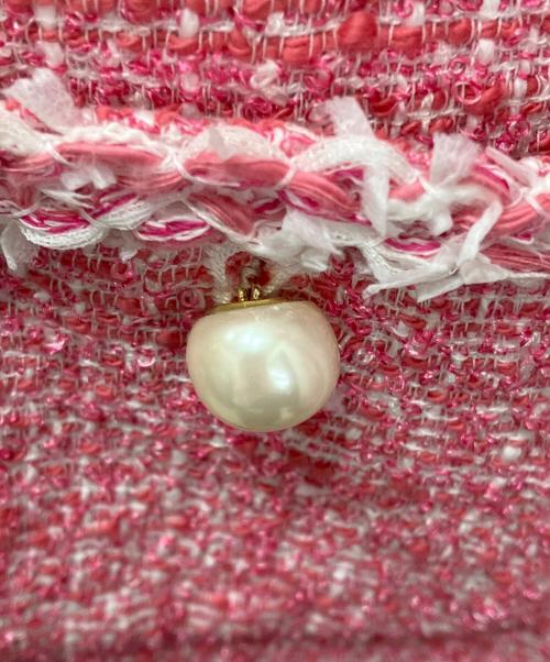 ANAYI（アナイ）ANAYI (アナイ) ミニドットツイードノーカラー ジャケット ピンク サイズ:38の古着・服飾アイテム