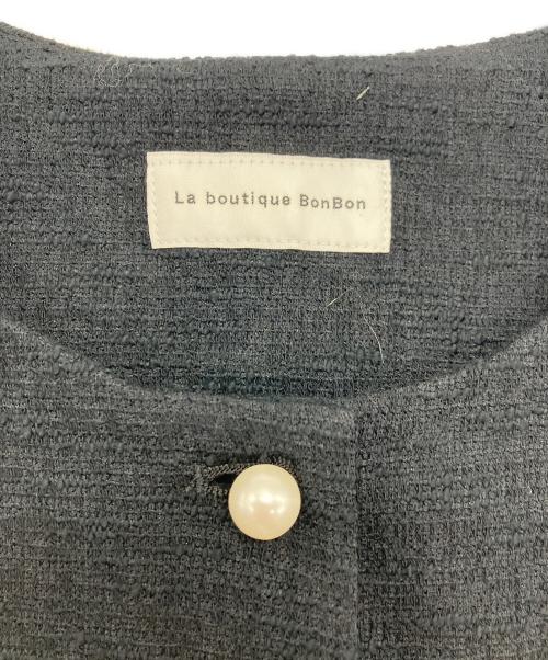 La boutique BonBon（ラブティックボンボン）La boutique BonBon (ラブティックボンボン) スラブスリーブレスジャケット ブラック サイズ:Free 未使用品の古着・服飾アイテム