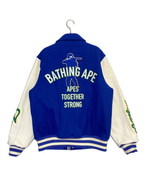 A BATHING APE（アベイシングエイプ）A BATHING APE (ア ベイシング エイプ) VARSITY JACKET ブルー サイズ:Mの古着・服飾アイテム