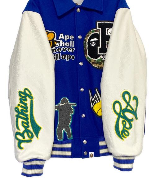 A BATHING APE（アベイシングエイプ）A BATHING APE (ア ベイシング エイプ) VARSITY JACKET ブルー サイズ:Mの古着・服飾アイテム