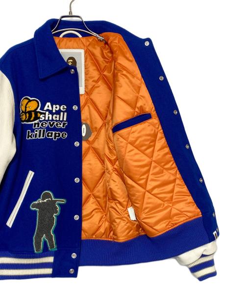 A BATHING APE（アベイシングエイプ）A BATHING APE (ア ベイシング エイプ) VARSITY JACKET ブルー サイズ:Mの古着・服飾アイテム
