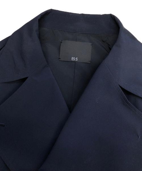ES:S（エス）ES:S (エス) トレンチコート ポリエステルタイプライター ネイビー サイズ:2の古着・服飾アイテム