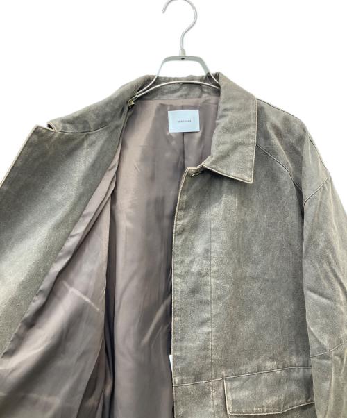 MIESROHE（ミースロエ）MIESROHE (ミースロエ) フェイクレザーカバーオールジャケット ブラウンの古着・服飾アイテム