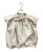 Lourenローレン）の古着「power shoulder taffeta blouse（パワーショルダータフタブラウス）」｜ベージュ