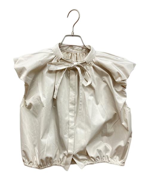 Louren（ローレン）Louren (ローレン) power shoulder taffeta blouse（パワーショルダータフタブラウス） ベージュ サイズ:FREEの古着・服飾アイテム