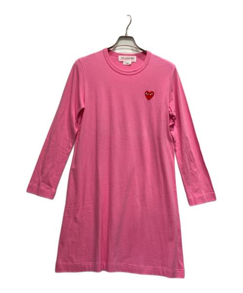 COMME des GARCONS GIRL（コムデギャルソンガール）COMME des GARCONS GIRL (コムデギャルソンガール) ハートワッペンカットソーワンピース ピンク サイズ:Lの古着・服飾アイテム
