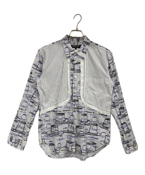 COMME des GARCONS HOMME DEUX（コムデギャルソン オム ドゥ）COMME des GARCONS HOMME DEUX (コムデギャルソン オム ドゥ) David Shrigley (デイヴィッド シュリグリー) 総柄シャツ ブルー サイズ:Sの古着・服飾アイテム