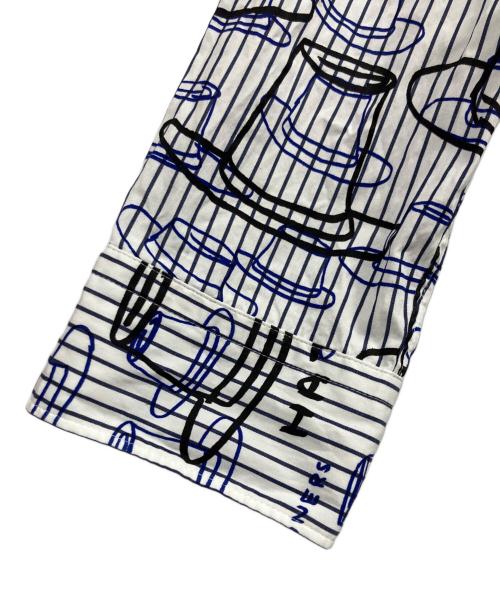 COMME des GARCONS HOMME DEUX（コムデギャルソン オム ドゥ）COMME des GARCONS HOMME DEUX (コムデギャルソン オム ドゥ) David Shrigley (デイヴィッド シュリグリー) 総柄シャツ ブルー サイズ:Sの古着・服飾アイテム