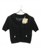 yukiemonユキエモン）の古着「かぎ針スワンフリルカーデ」｜ブラック