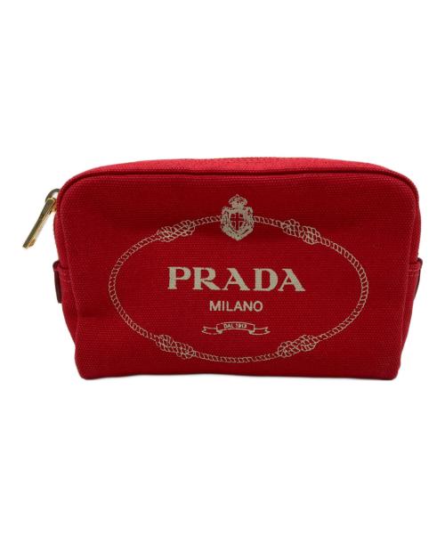 PRADA（プラダ）PRADA (プラダ) CANAPA LOGOミニポーチ レッド サイズ:下記参照の古着・服飾アイテム