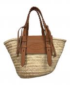 TOD'Sトッズ）の古着「ロゴ入りミディアムレザーカゴバッグ」｜ブラウン