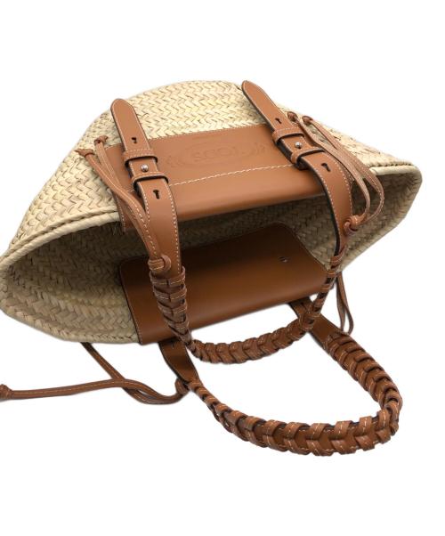 TOD'S（トッズ）TOD'S (トッズ) ロゴ入りミディアムレザーカゴバッグ ブラウンの古着・服飾アイテム