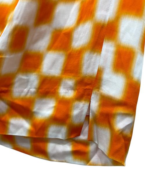 DRIES VAN NOTEN（ドリスヴァンノッテン）DRIES VAN NOTEN (ドリスヴァンノッテン) レーヨンチェックスカート オレンジ×ホワイト サイズ:34の古着・服飾アイテム