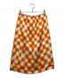 DRIES VAN NOTEN (ドリスヴァンノッテン) レーヨンチェックスカート オレンジ×ホワイト サイズ:34：9000円