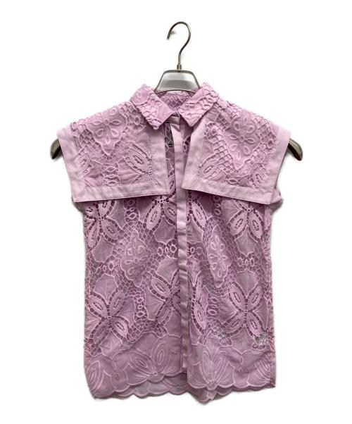 Adonisis（アドニシス）Adonisis (アドニシス) ノースリーブレースブラウス ピンク サイズ:Freeの古着・服飾アイテム