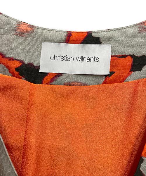 christian wijnants（クリスチャン ワイナンツ）christian wijnants (クリスチャン ワイナンツ) シルク混半袖ワンピース グレー×オレンジ サイズ:38の古着・服飾アイテム